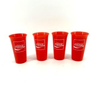 Vintage Coca Cola Coke Red Plastic Tumbler Cups Set of 4 Enjoy Coca-Cola Logo